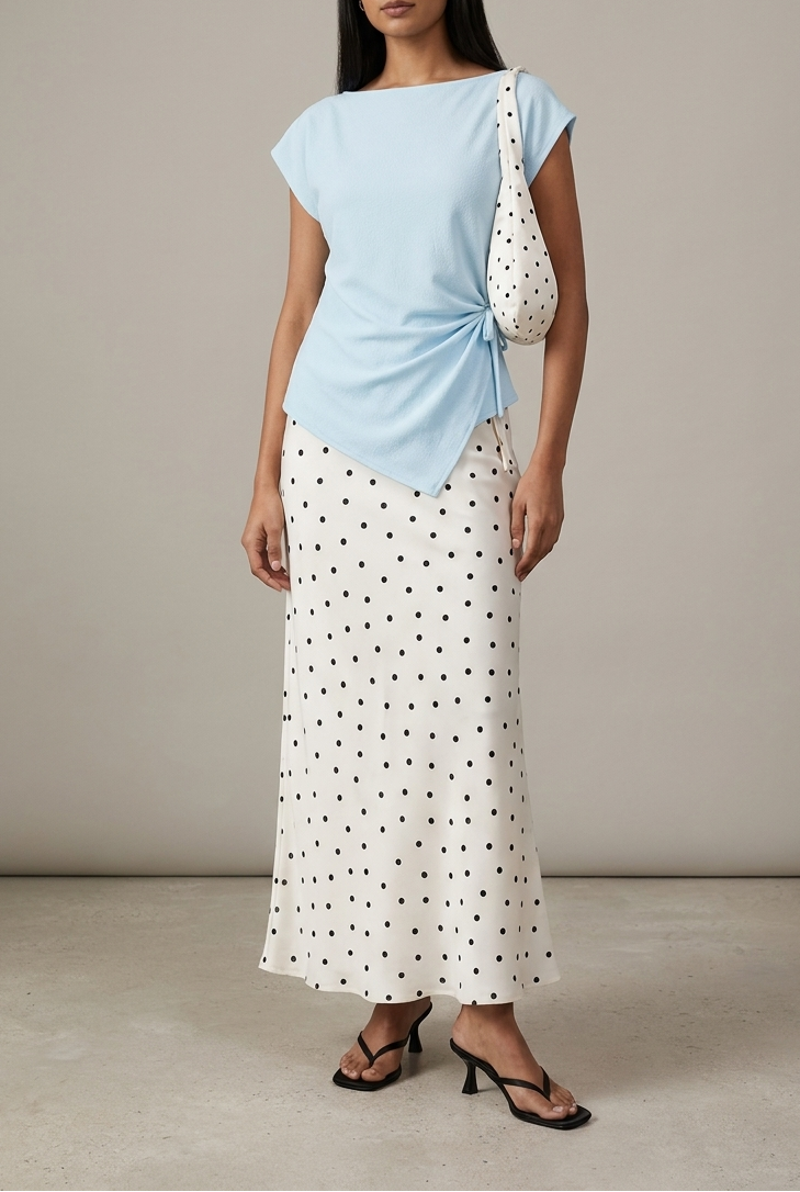 Capri top with Polka dot skirt & bag